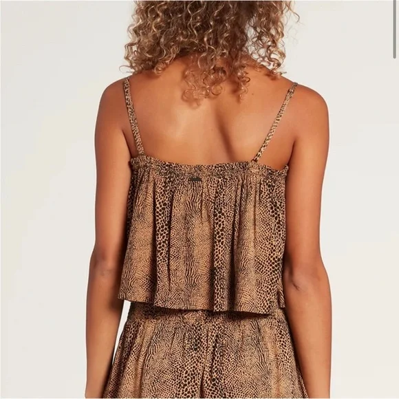 Volcom Brown/Black Snake down Crop Camisole Tank Top - Picture 2 of 8
